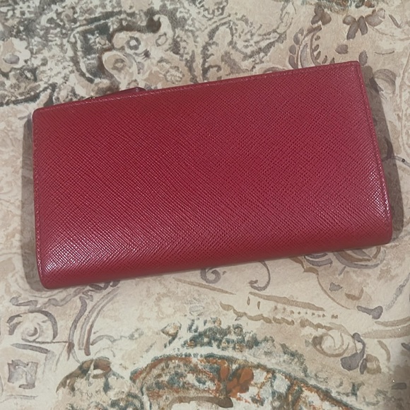 Prada double snap wallet. Deep red. Authentic - Picture 3 of 9